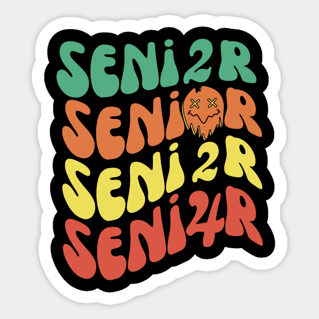 Retro Groovy Senior 2024 Sticker by The WYLD Tribe